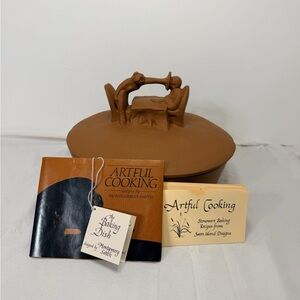 Swan Island Designs Artful Cooking Stoneware Baking Dish w/ Lid + Book